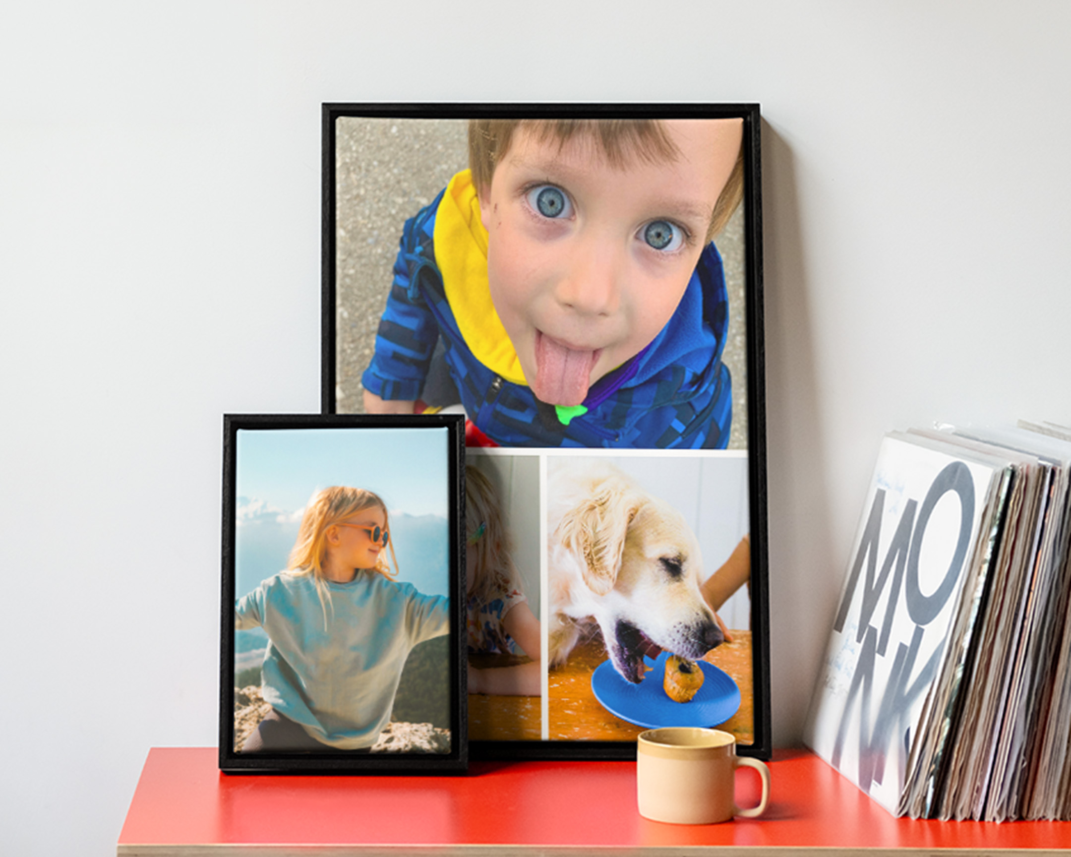 Apresentação de decoração de parede com imagens em colagem e imagens individuais