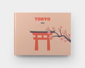 Álbum de fotos horizontal com uma capa dura de Tóquio
