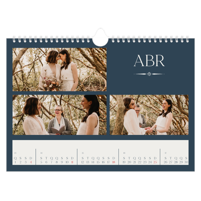 Calendário A4 horizontal — Ardósia e serifas [Abril]