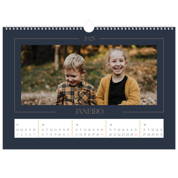 Calendário fotográfico horizontal A3 — Azul da Prússia