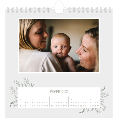 Calendário quadrado — Flores desenhadas à mão [Fevereiro]