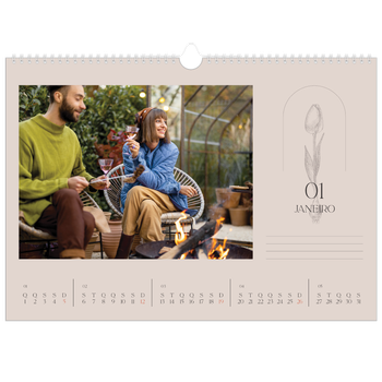 Calendário fotográfico horizontal A3 — Botânica simples