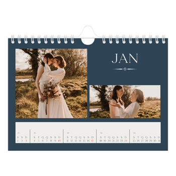 Calendário de Fotografias A5 Paisagem — Ardósia e serifas