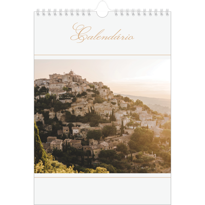 Calendário fotográfico A4 — Faixa de script dourada [capa]