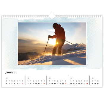 Calendário fotográfico horizontal A3 — Fundos de aquarela