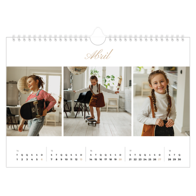 Calendário A4 horizontal — Caixas de tiras fotográficas [Abril]