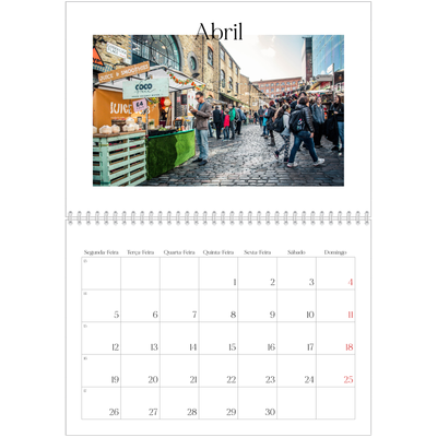 Calendário A4 duplo — O meu diário de viagem [Abril]
