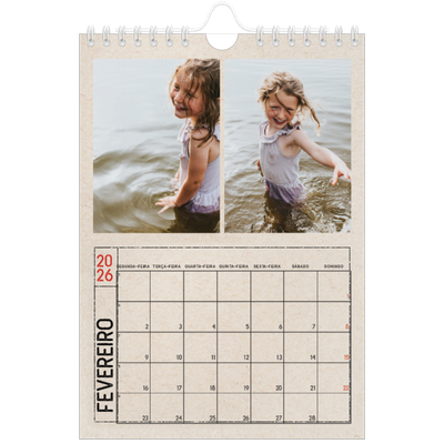 Calendário A5 — Efeito de carimbo de artesanato [Fevereiro]