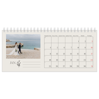 Calendários de mesa — Iniciais em flor [Janeiro]