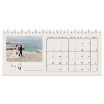Calendário de Fotografias de Mesa — Iniciais em flor