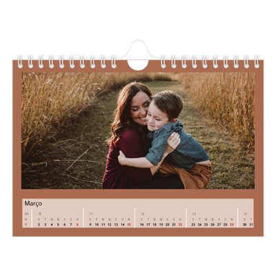 Calendário A5 horizontal — Cores da terra [Março]