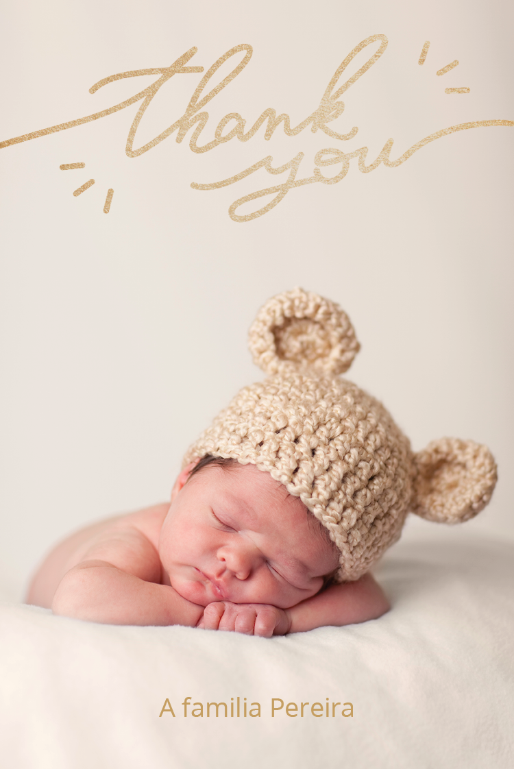 Cartões de agradecimento — Escrita dourada