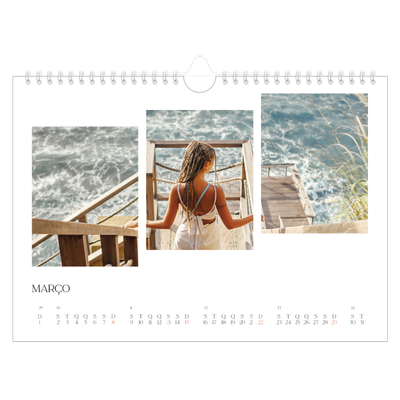 Calendário A4 horizontal — Mosaicos de viagem [Março]