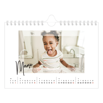 Calendário A5 horizontal — Moldura transparente [Março]