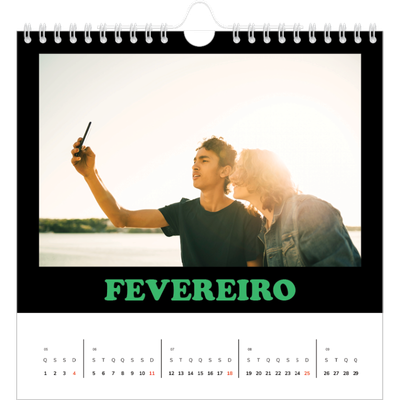 Calendário quadrado — Tipo divertido [Fevereiro]