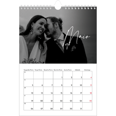 Calendário fotográfico A4 — Escrita elegante [capa]