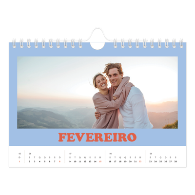 Calendário A5 horizontal — Molduras retro [Fevereiro]