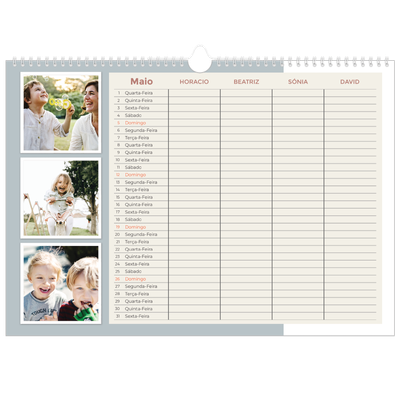 Calendário de família horizontal A3 — Molduras terrosas Planner - Família de 4 [capa]
