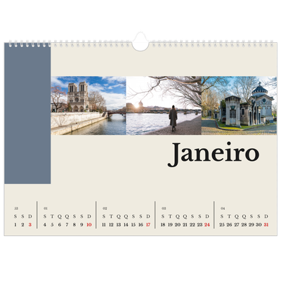 Calendário A3 Horizontal — Vistas do mundo [Janeiro]
