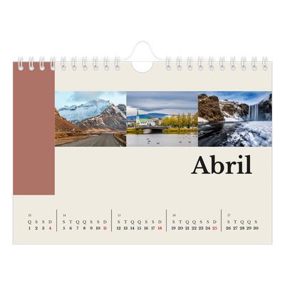 Calendário A5 horizontal — Vistas do mundo [Abril]