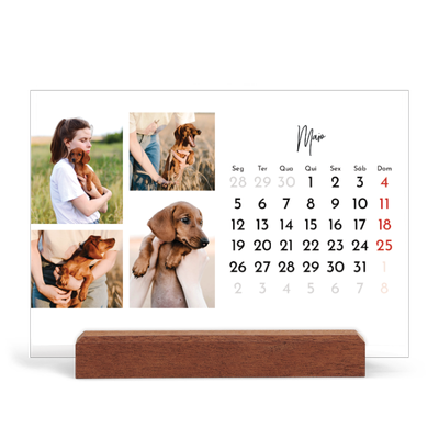 Calendário de mesa com suporte em madeira - horizontal  — Arranjos fotográficos [capa]