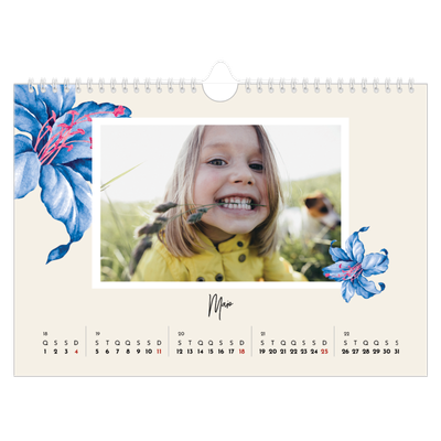 Calendário A4 horizontal — Flores pintadas [capa]