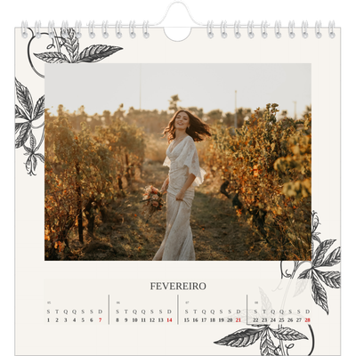 Calendário quadrado — Tinta e hera [Fevereiro]