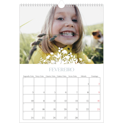 Calendário A3 — Motivo floral [Fevereiro]