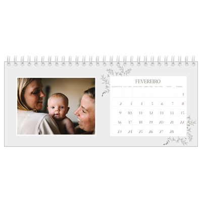 Calendários de mesa — Flores desenhadas à mão [Fevereiro]