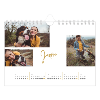 Calendário de Fotografias A5 Paisagem — Marcador dourado