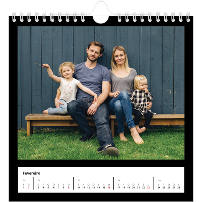 Calendário quadrado — Margem preta [Fevereiro]
