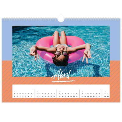 Calendário A3 Horizontal — Cor e padrão [Abril]