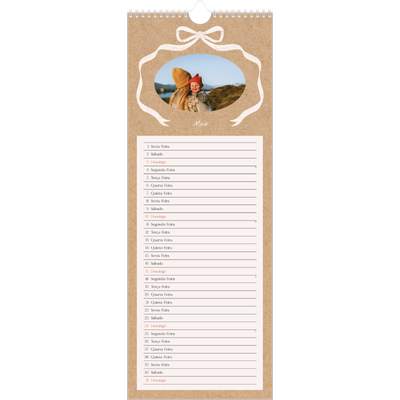 Calendário fino  — Papel kraft e laço [capa]