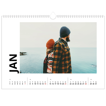 Calendário fotográfico horizontal A3 — White space