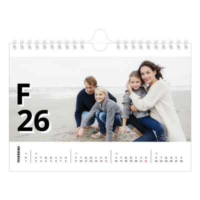 Calendário A5 horizontal — Estilo de carta [Fevereiro]