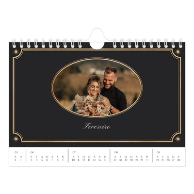 Calendário A5 horizontal — Clássico vintage [Fevereiro]