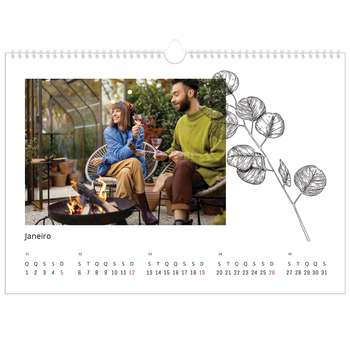 Calendário fotográfico horizontal A3 — Desenhos de flores