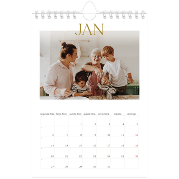 Calendário A5 — Texto dourado grande