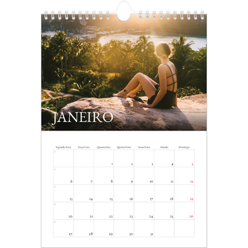 Calendário fotográfico A4 — Serifa simples