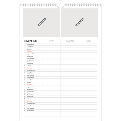 Agenda familiar A3 — Desenhe o seu próprio produto - Família de 3 [Fevereiro]