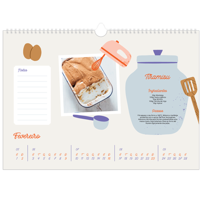 Calendário A3 Horizontal — Receitas do ano [Fevereiro]