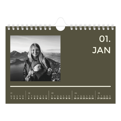 Calendário A5 horizontal — Contemporâneo arrojado [Janeiro]