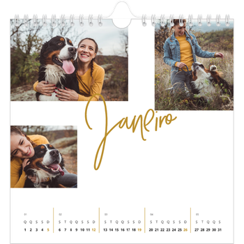 Calendário fotográfico quadrado — Marcador dourado