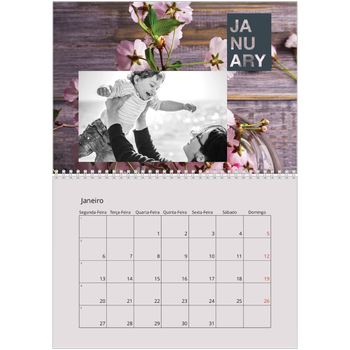 Calendário fotográfico duplo A4 — Bloco data