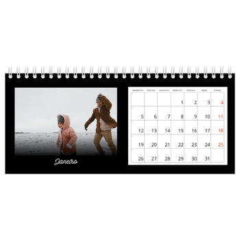 Calendário de Fotografias de Mesa — Preto mínimo