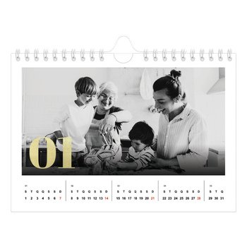 Calendário de Fotografias A5 Paisagem — Números grandes com purpurinas