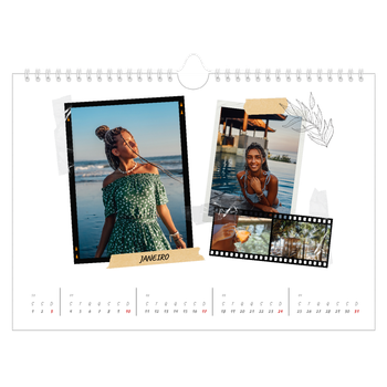 Calendário de Fotografias A4 Paisagem — Estilo de álbum de recortes
