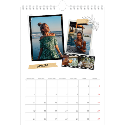 Calendário fotográfico A4 — Estilo de álbum de recortes [Janeiro]