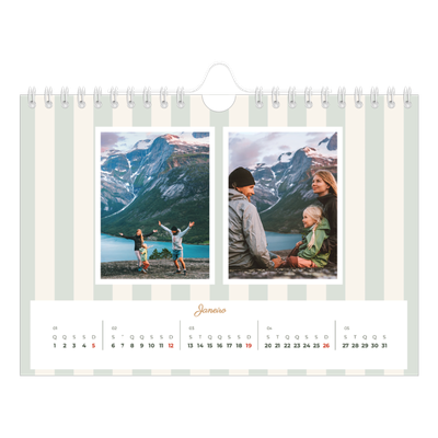 Calendário A5 horizontal — Escrita e riscas [Janeiro]