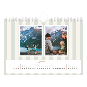 Calendário de Fotografias A5 Paisagem — Escrita e riscas